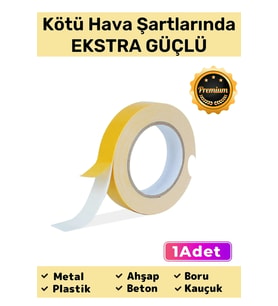 Süper Güçlü Uzun Ömürlü Kuvvetli Yapışkan Kolay İz Bırakmaz Çift Taraflı Köpük Bant 10mt - 1 Adet
