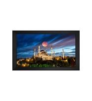 Sultan Ahmet Camii ve Gece Motifli Kanvas Tablo 80 x 110 cm Siyah Çerçeve