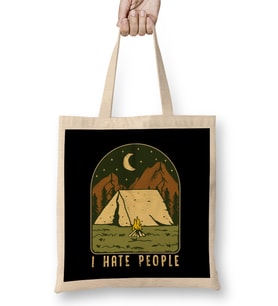 I Hate People Funny Nature Camping Outdoors Bez Çanta Uzun Saplı