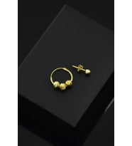 925 Ayar Gümüş Gold Kaplama Üçlü Dorika Toplu Halka Ve Çivili Top Küpe