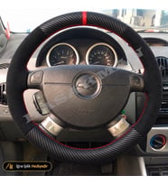 Chevrolet Kalos Dikme Direksiyon Kılıfı Alcantara Süet Mat Karbon Kırmızı Yüzük ve Dikiş HB-Sedan-SX 2004-2008