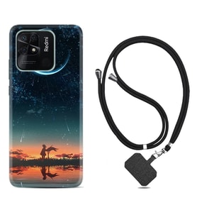 Xiaomi Poco X3 Pro M4 Pro X4 Pro C40 10C Kılıf Boyun Askılı Silikon Ay ve Kız 1720
