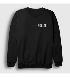 Presmono Unisex Siyah Logo Polis Polizei Sweatshirt 372940tt