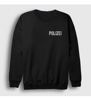 Presmono Unisex Siyah Logo Polis Polizei Sweatshirt 372940tt