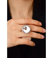Zirkon Taşlı Rose Ayak İzi İsimli Gümüş Kolye