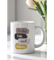 Komik Sözlü 330ml Baskılı Beyaz Seramik Kupa Bardak