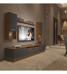 Decoraktiv Trendstyle 5220DA Mdf Tv Ünitesi Tv Sehpası - Ceviz Antrasit (Antrasit - Ceviz)