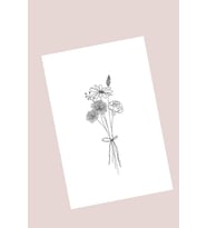 25 Adet Flower Tebrik Kartı - Toka Kartı - Çiçekli Teşekkür Kartı - Kuşe Kart 
