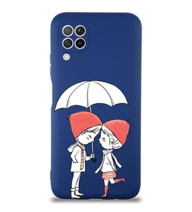 Huawei P 40 Lite Uyumlu Lansman Kılıf Aşk Tasarımlı İçi Kadife Kapak-Lacivert (Şeffaf)