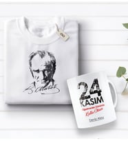 BK Gift Kişiye Özel Öğretmenler Günü Tasarımlı Kupa Bardak ve Atatürk Baskılı Tişört Hediye Seti- 2-10, Öğretmene Hediye, Öğretmenler Günü, 100. Yıl Hediyesi