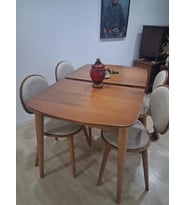 Masa Sandalye 90643 Retro Ayak Model Kayın Retro Açılır Parlak Açık Ceviz Tabla