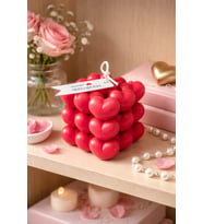 Kalp Küpü Mum - Mumelia Candles Doğal Soya, El Yapımı, Dekoratif - Kırmızı