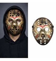 Bakır Renk Kırmızı Çizgili Tam Yüz Hokey Jason Maskesi Hannibal Maskesi