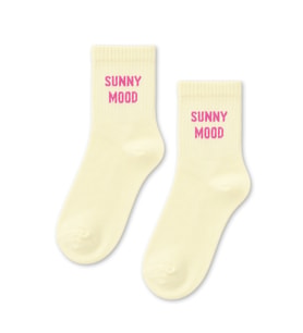 Sunny Mood Yazılı Açık Sarı Yarım Konç Kısa Çorap