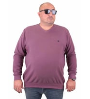 Starbattal Büyük Beden Selanik V Yaka Classic Sweat 23201 Eflatun