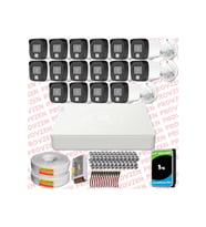Provzen Hikvision 16 Kamera Hibrit ColorVu Full HD Güvenlik Kamera Olay Anında bildirim