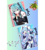 Hatsune miku defter seti 2 adet A4 boyutu 21*30 çizgili + kareli 60 syf