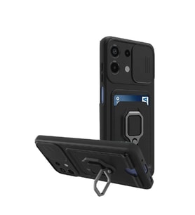 Xiaomi Redmi Note 13 4g Kılıf Zuma Kartvizitli Yüzüklü Silikon - Siyah