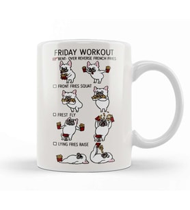 Friday Workout with French Bulldog Kupa Bardak Porselen
