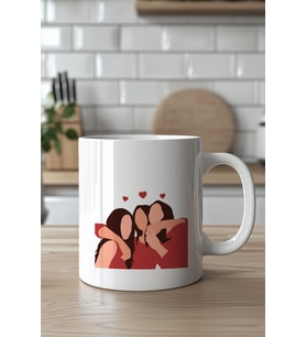 Best Sisters Tasarımlı 330ml Baskılı Beyaz Seramik Kupa Bardak