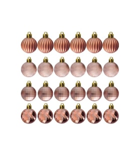 4cm Lüks Ağaç Süsleri Asorti 4 Model 24lü -Bronze Kırmızı Gümüş- Yılbaşı Ağaç Süs Topları
