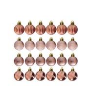 4cm Lüks Ağaç Süsleri Asorti 4 Model 24lü -Bronze Kırmızı Gümüş- Yılbaşı Ağaç Süs Topları