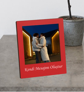 Kişiye Özel Fotoğraflı Kırmızı Masaüstü Ahşap Mdf Çerçeve Fotoğraf Albümü