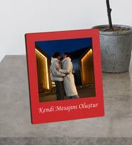 Kişiye Özel Fotoğraflı Kırmızı Masaüstü Ahşap Mdf Çerçeve Fotoğraf Albümü