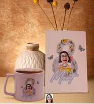 BK Gift 8 Mart Karikatürlü Pudra Pembesi Sert Kapaklı Defter ve Middle Kupa Seti, Arkadaşa Hediye, Yeni İş Hediyesi, Doğum Günü Hediyesi (Model 3)