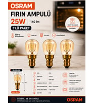 (3 Adet) 25W E14 Fırın Ampulü 300°C Isıya Dayanıklı Sarı Işık