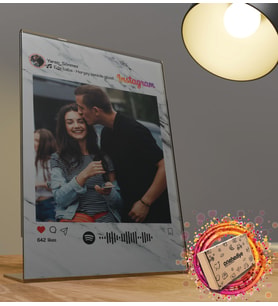 Kişiye Özel Fotoğraflı Kendin Tasarla Spotify Şarkı Barkodlu İnstagram Tasarımlı Masaüstü Fotoğraf Çerçevesi