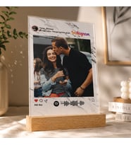 Kişiye Özel Fotoğraflı Kendin Tasarla Spotify Şarkı Barkodlu İnstagram Tasarımlı Masaüstü Fotoğraf Çerçevesi
