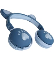 Metafaz Bk1 Kedi Kulak LED Işıklı Bluetooth 5.0 Kablosuz Katlanabilir Kulaklık (Mavi)