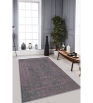 Pembe Vintage Kaymaz Tabanlı Makinede Yıkanabilir Halı RV286 - 100 x 160 cm