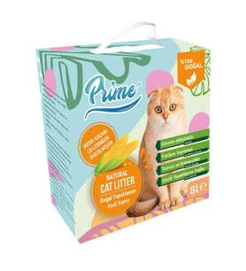 Prime Topaklaşan Mısır Koçanı Bitkisel Kedi Kumu 8 Lt (Kahverengi)