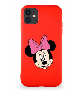 Apple iPhone 11 Soft Premier Kapak Minnie Mouse-C Tasarımlı Silikon Kılıf - Kırmızı (Şeffaf)