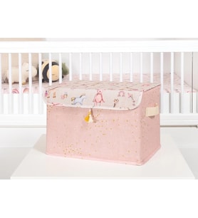 Baby Püsküllü Kapaklı Kutu Düzenleyici Çok Amaçlı Organizer Kutu Maxi Boy (Pembe) 04232