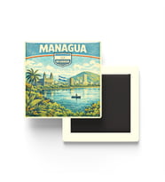 Retro Nikaragua Managua Şehri Temalı Vintage Buzdolap Magneti – 9x9 cm