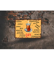 Çay Retro Ahşap Poster 28 x 20