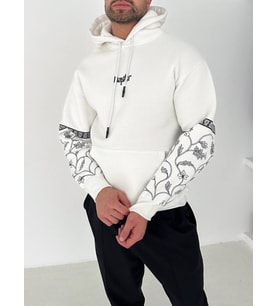 RAPTOR KARTAL KAPÜŞONLU SWEAT - SİYAH BEYAZ KARTAL OVERSIZE SWEAT