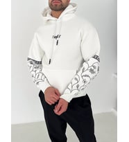 RAPTOR KARTAL KAPÜŞONLU SWEAT - SİYAH BEYAZ KARTAL OVERSIZE SWEAT (Gri)