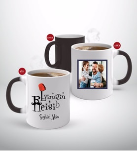 BK Gift Kişiye Özel Babalar Günü Hediyesi Fotoğraflı Sihirli Kupa Bardak-95 (Beyaz)