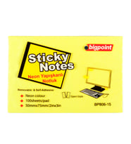 Bigpoint Yapışkanlı Not Kağıdı 75x50mm Neon Sarı x 12 Adet