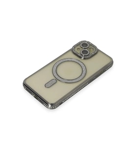 ERTAN iPhone 15 Kılıf Joke Simli Magneticsafe Kılıf - Gri