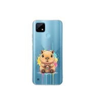 Realme C21 ile Uyumlu Splash Kapibara Tasarımlı Şeffaf Silikon Kılıf