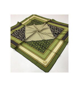 Geometrik Desen Gold Seri Twill Eşarp Eşarp Askısı ile Birlikte 90x90 cm Siyah Y