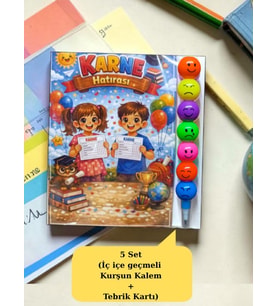 Karne Hediyesi 5 Set Kurşun Kalem ve Tebrik Kartı