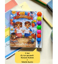 Karne Hediyesi 5 Set Kurşun Kalem ve Tebrik Kartı