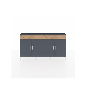 Arges Konsol 4 Raflı 2 Çekmeceli 4 Kapaklı 176x30x99 Antrasit-Antrasit/Çam