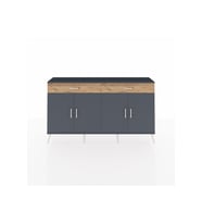 Arges Konsol 4 Raflı 2 Çekmeceli 4 Kapaklı 176x30x99 Antrasit-Antrasit/Çam